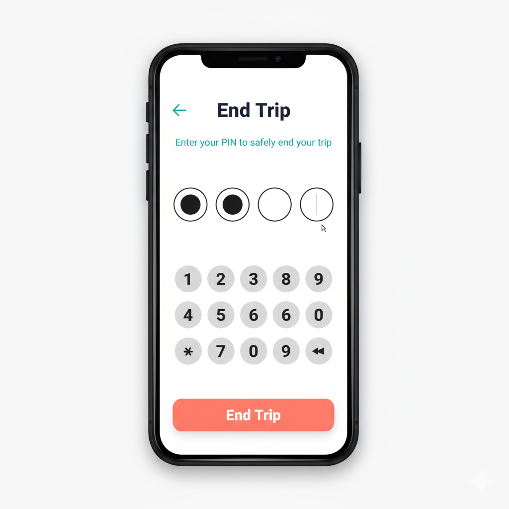 End Trip PIN Screen Thumbnail